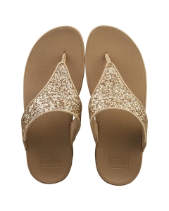 FitFlop LULU GLITTER TOE-THONGS Women Platform Sandals in Latte Beige