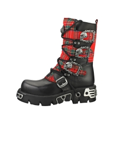 New Rock TARTAN REACTOR BOOTS Unisex Platform Boots in Tartan Black