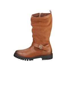 Tommy Hilfiger HARDWARE MATERIAL MIX Women Biker Boots in Cognac